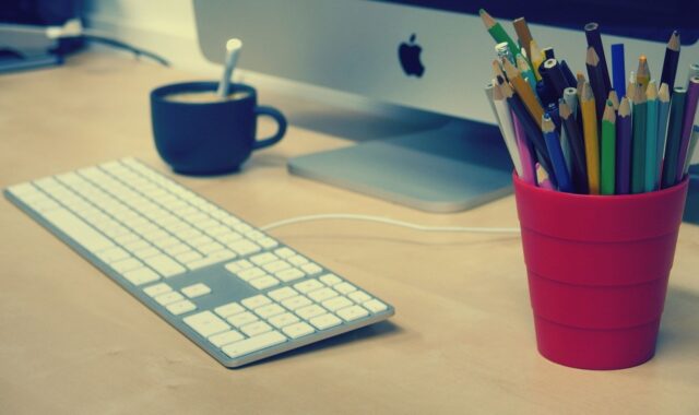 home office, pc, computer, desktop computer, work, keyboard, mouse, study, workplace, pencils, colored pencils, workspace, work from home, keyboard, study, study, study, study, study