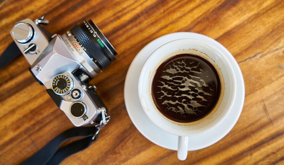 old, camera, lens, hobby, design, cafe, coffee, cup, glass, journalist, photographer, macro, good morning, instant coffee, coffee cup, nutrition, food, breakfast