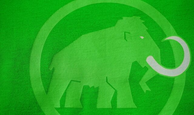 t-shirt, green, mammoth, logo, brand, material, elephant, close up, tusk, imprinted, printed, pressure