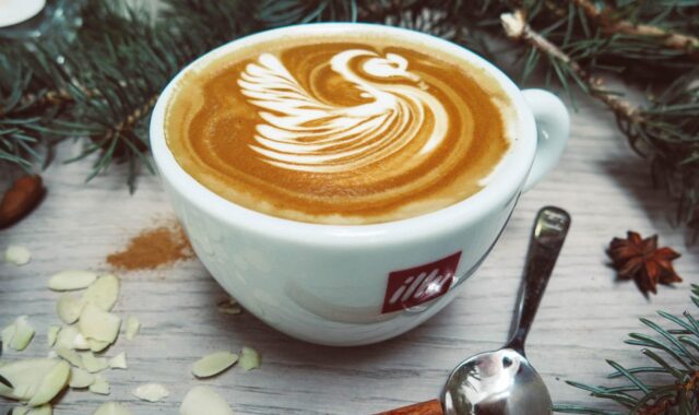 coffee, latte, art, coffee cup, espresso, steamed milk, cup, spoon, illy, swan, design