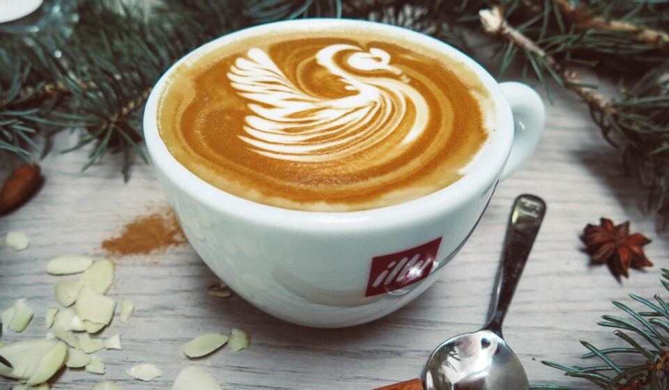 coffee, latte, art, coffee cup, espresso, steamed milk, cup, spoon, illy, swan, design