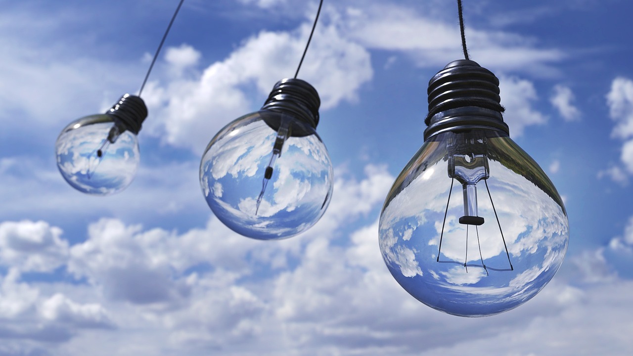 light bulbs, lamps, lights, halogen, bulbs, nature, electric, sky, clouds, cumulus, decoration, decorative