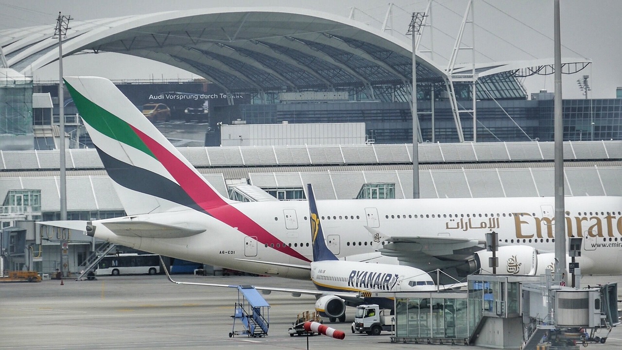 airfield, transport system, travel, plane, company, a 380, munich
