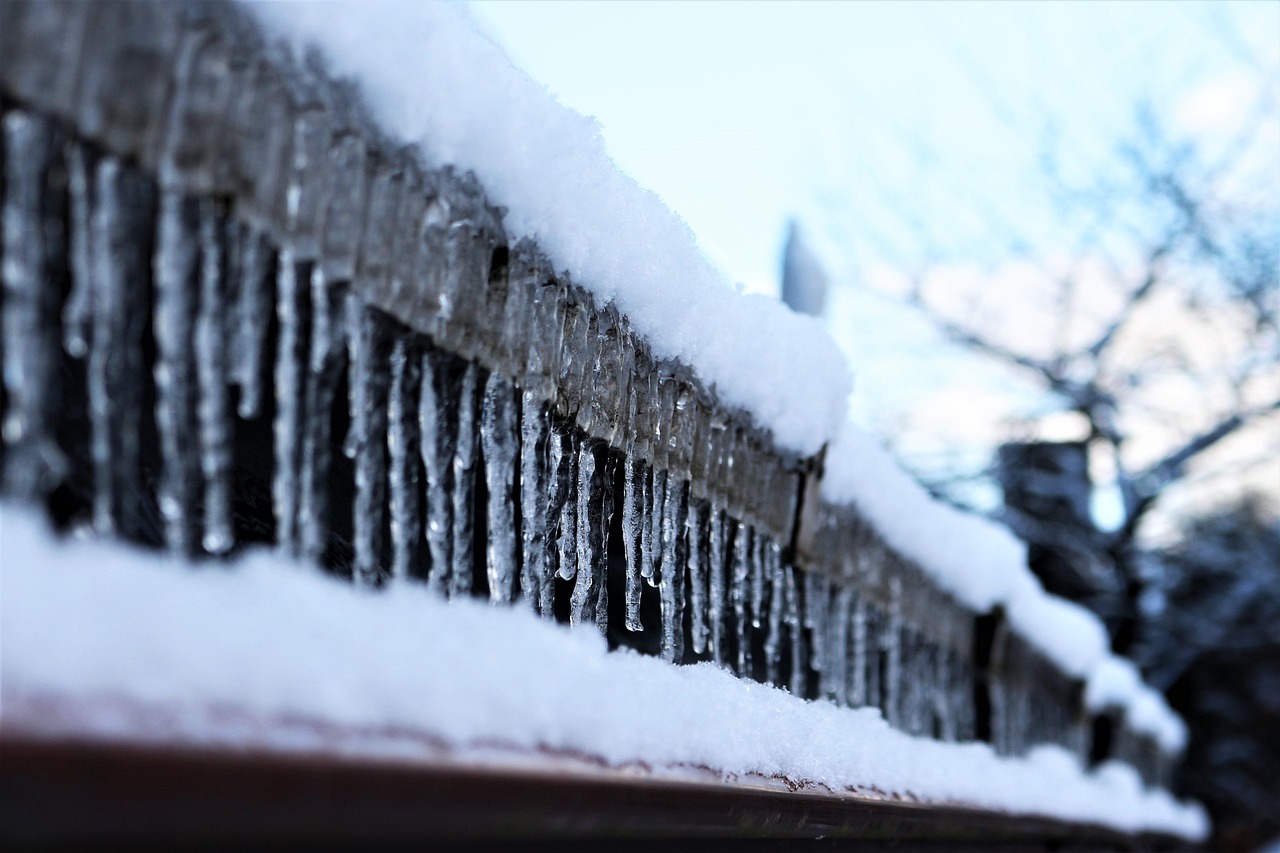 icicle, icicles on rain gutter, winter