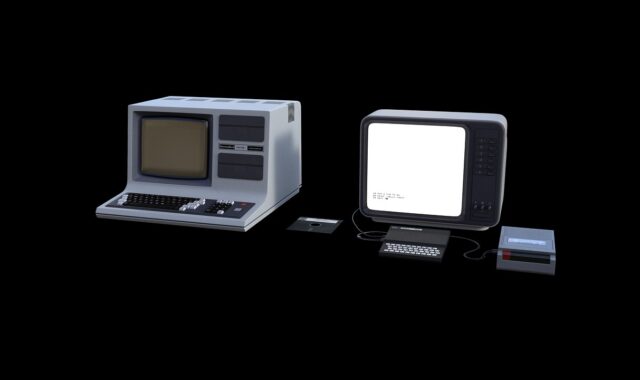 old, computer, 8bit, technology, retro, obsolete, cassette, player, recorder, vintage, data, eighties, 80s, monitor, keyboard, cables, screen, black computer, black technology, black laptop, black data, black vintage, black keyboard, black retro, black old, 8bit, 80s, 80s, 80s, 80s, 80s
