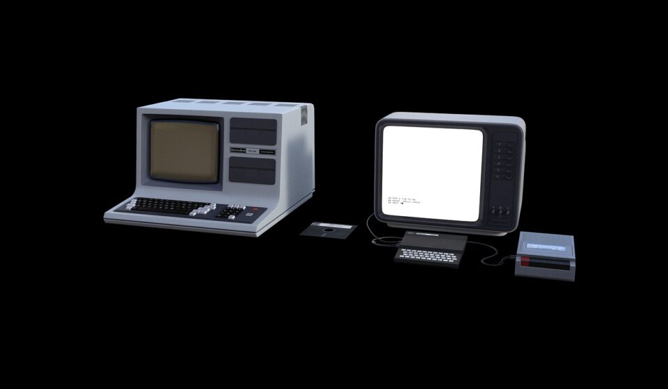 old, computer, 8bit, technology, retro, obsolete, cassette, player, recorder, vintage, data, eighties, 80s, monitor, keyboard, cables, screen, black computer, black technology, black laptop, black data, black vintage, black keyboard, black retro, black old, 8bit, 80s, 80s, 80s, 80s, 80s